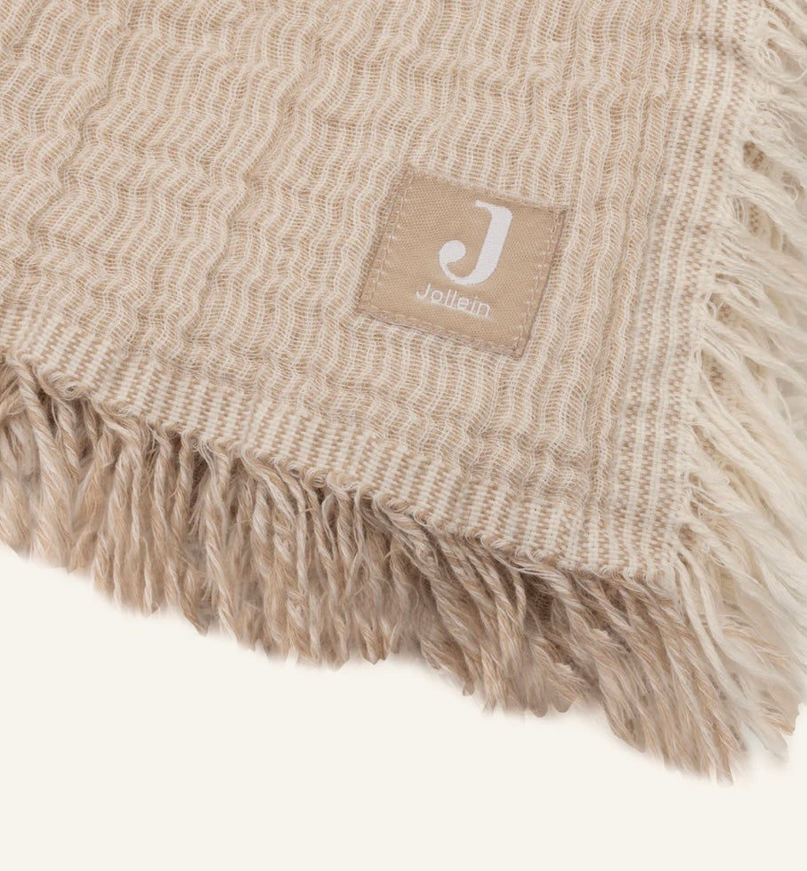 Deken - Fringe Stripe Biscuit