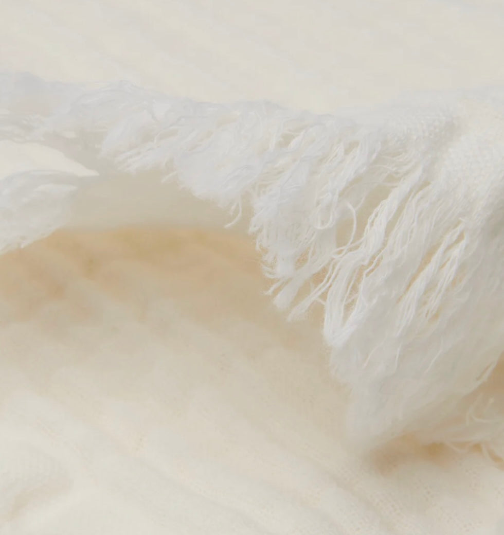 Deken - Muslin Fringe ivoor