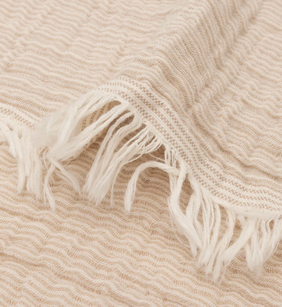 Deken - Fringe Stripe Biscuit