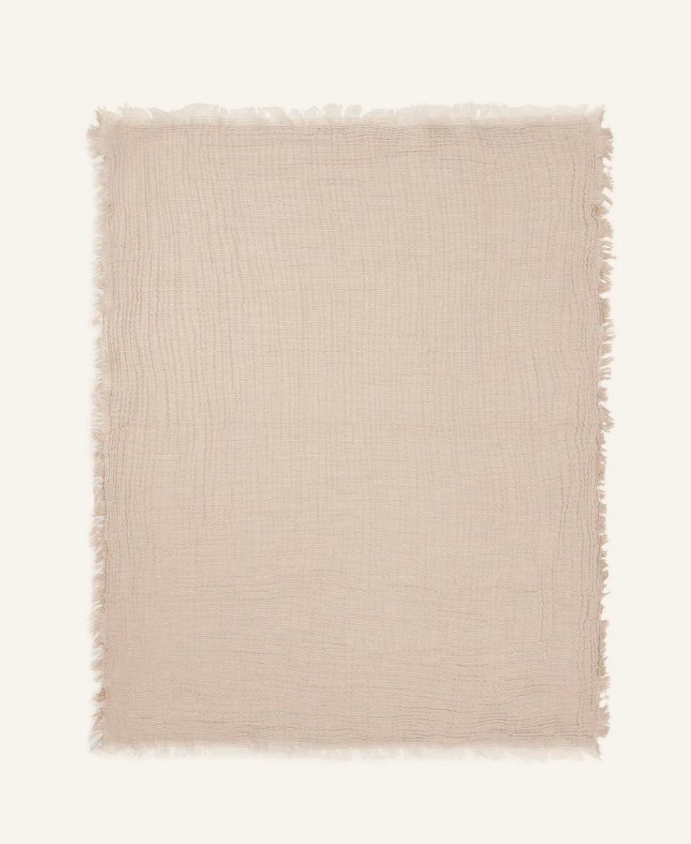 Deken - Fringe Stripe Biscuit